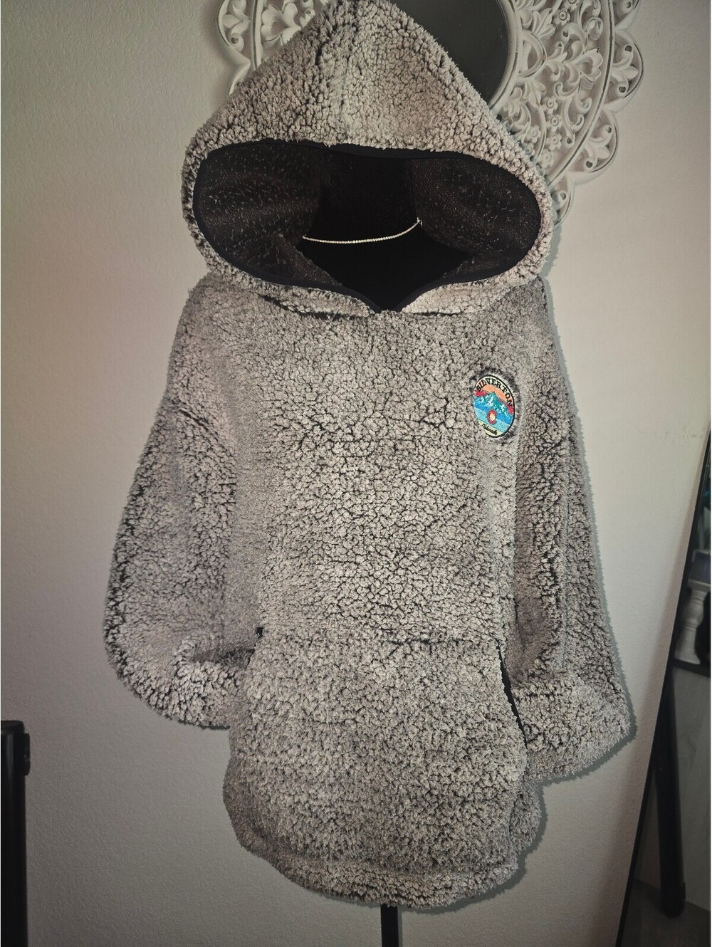 Lone Rock Clothing Sherpa Hoodie with Silverton Colorado Patch, Medium